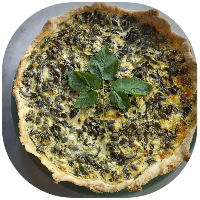 Quiche d'égopode au chèvre, orange et graines de courge